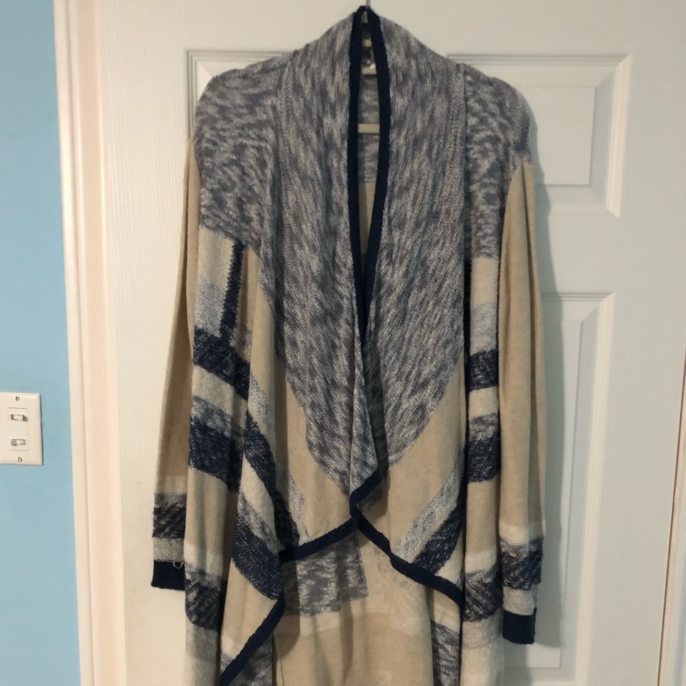 Tan and blue light weight cardigan
